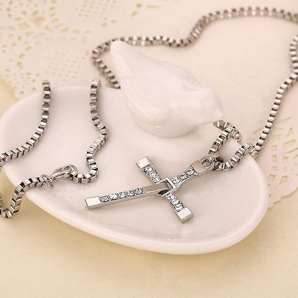 Christian Fast And Furious Dominic Toretto Cross Pendant Halskjede Kjede Sølv
