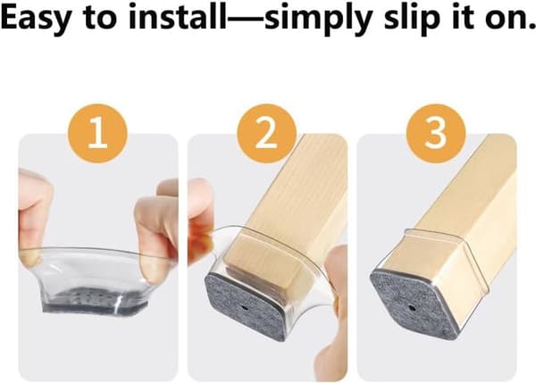 24x Stolsbenskydd Silikon Golvskydd Anti-Rep Dammskydd Brun Rektangulär 2,5-3,6x3,7x3,2cm bruin - L