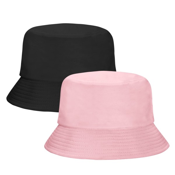2-pack buckethattar damer herr sommarresor Strandsolhattar Utomhushattar Unisex buckethattar (svart & rosa)