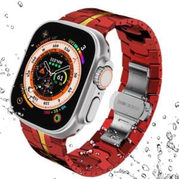 Apple Watch Ultra Miesten Ranneke 49mm 45mm 44mm 42mm Miesten Sarja Metalli Ranneke iWatchille Ruostumattomasta Teräksestä Punainen/Kulta Red/Gold 42/44/45/49mm