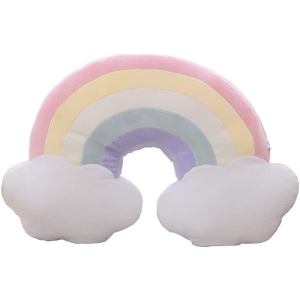 Cute Sky Series Macaron Color Pude Pude Fyldt Måne, Shooting Star og Rainbow Plush Soft Shell Sovepude (regnbue-lilla bund)
