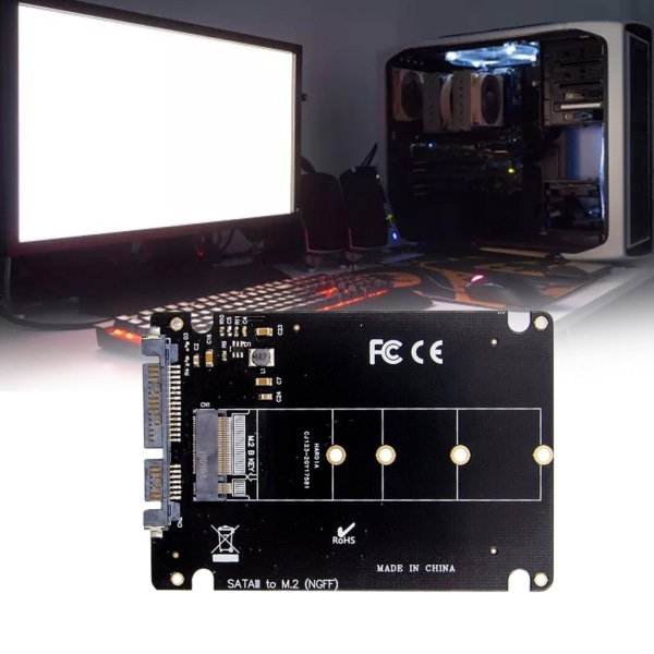 SATA-M.2 Key B NVMe -sovitinkortti tukee Key B SATA -protokollan SSD-levyä, joka on yhteensopiva SerialATA rev3.0 -määritysten kanssa