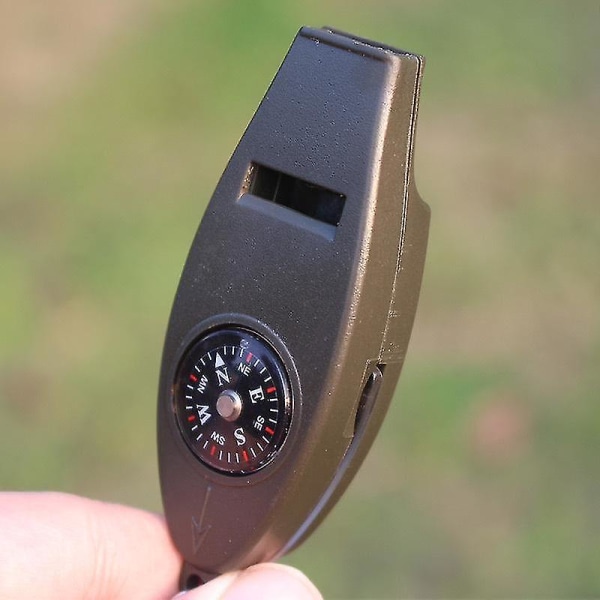 Multifunksjonelt 4-i-1 kompasstermometer Whistle Magnifier Edc Tools--(wanan)