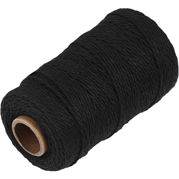 Black Natural Cotton Craft String - Ohtomber 328 Feet 2MM Bakers Twine for DIY Crafts and Gift Wrapping