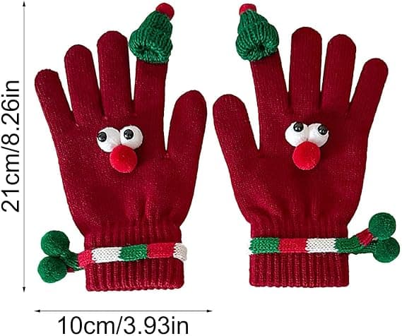 Julklapp Ögonmaska Mönsterhandskar för Kvinnor Jul Vinterhandskar Röd