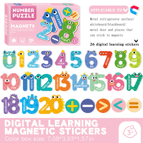 Magnetisk puslespil til børn 3~6 år, baby multi-tema bogstav dyr tal kognition tidlig uddannelse oplysning puslespil 7