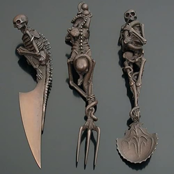 Halloween-lahja Luuranko Astiasto Metalli Pöytävälineet Juhla Pöytäkoriste silver