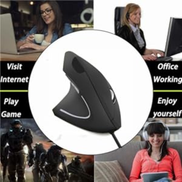 Vänsterhänt vertikal ergonomisk mus trådbunden optisk mikrofon