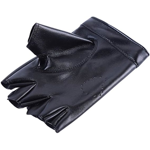 Kvinder Hjerte Udsnit Punk Halv Finger PU Læder Performance Handsker Black