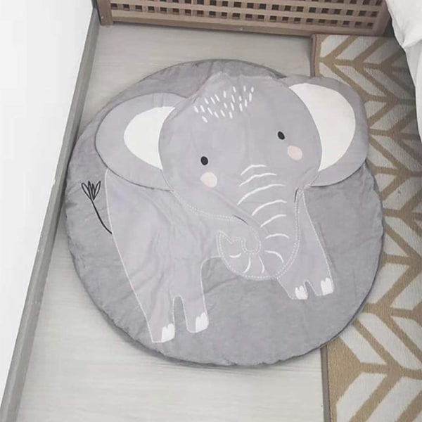 Baby Lekmatta Barnkrypmattor Runda djur Barnmatta för flicka Pojke 90x90cm (elefant)