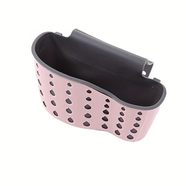 Hængende køkkenvask organizer med hurtigt dræningssystem, multi-rum caddy til standardvaske Pink