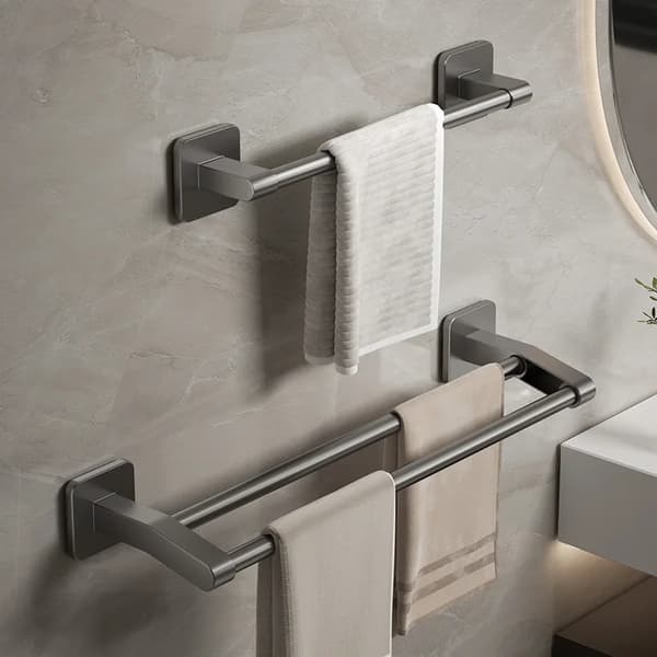 Pyyheteline valkoinen ilman porausta kylpyhuone harmaa pyyheteline itseliimautuva kylpyhuone pyyheteline 50cm White 1 Bar