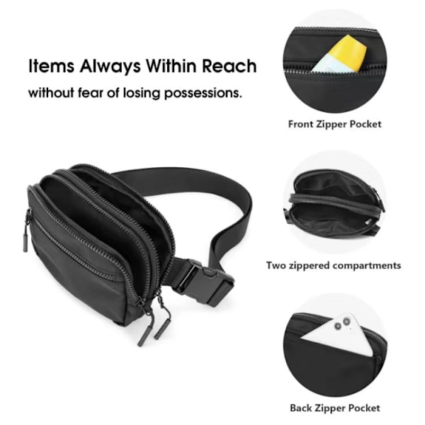 2L Belteveske for Kvinner Menn, Crossbody Magetasker med Justerbar Stropp Midjeveske for Trening Fotturer Løping Reise, Yale Blå