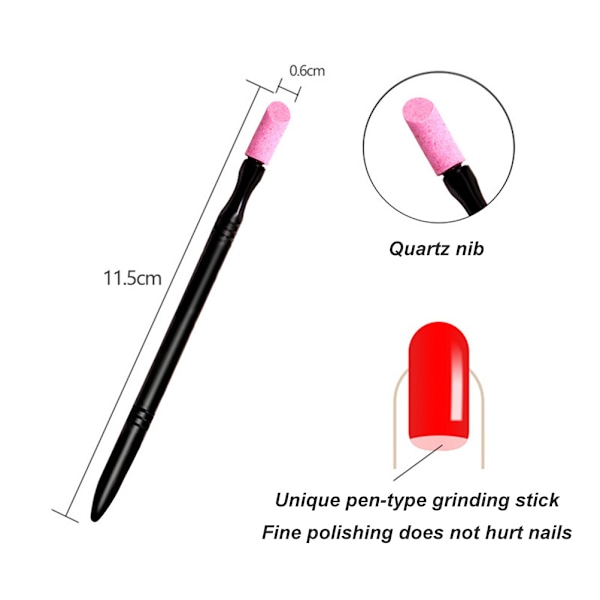 Quartz Neglebåndskyver Penn Dobbeltsidig Quartz Skrubbende Stein Neglebåndsfjerner Skyver Trimmer Død Hud Kutter Penn Stick Manikyrpleieverktøy 0.1