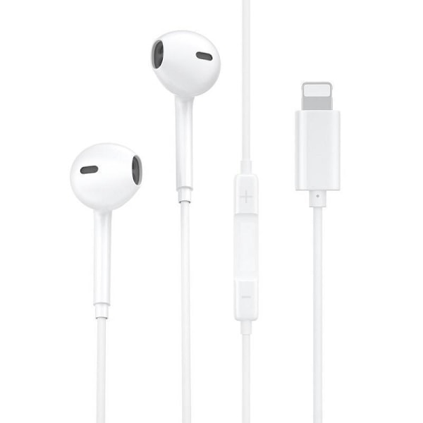 Lightning-tilkoblede øretelefoner med handsfree for iPhone X/11/12/13/14 white