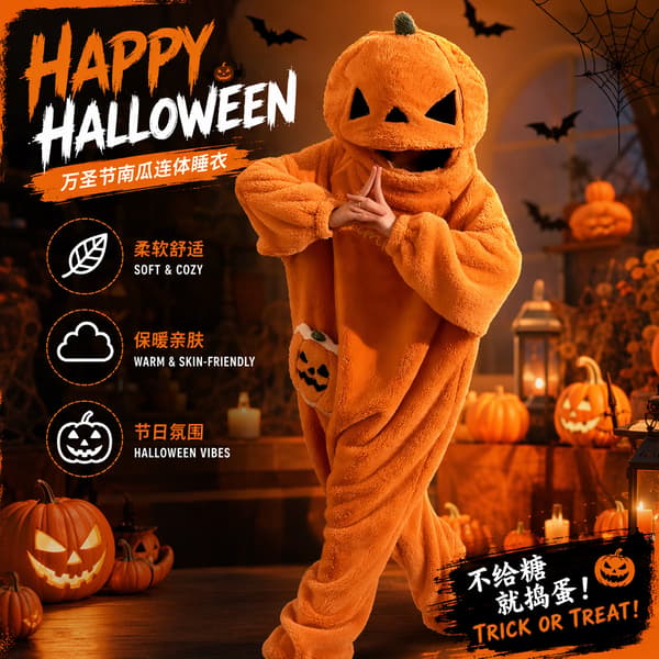 Halloween Græskar Onesie Pyjamasdragt til kvinder, varm koralfleece, kostume til efterår og vinter Brown bear - barefoot XL (size 2)