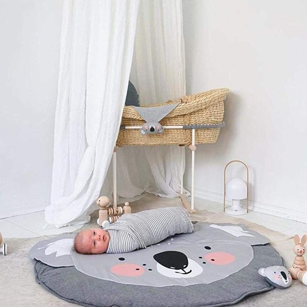 Baby ryömittävä matto Leikkimatto Lasten ryömintämatto Pyöreä Eläimet Matto Lasten matto tytölle pojalle 90x90cm (Koala)