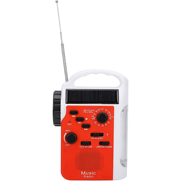 Vejrvarslingsradio med LED-lommelygte, Solcelledrevet bærbar håndsving AM/FM radio, Mobiltelefonoplader