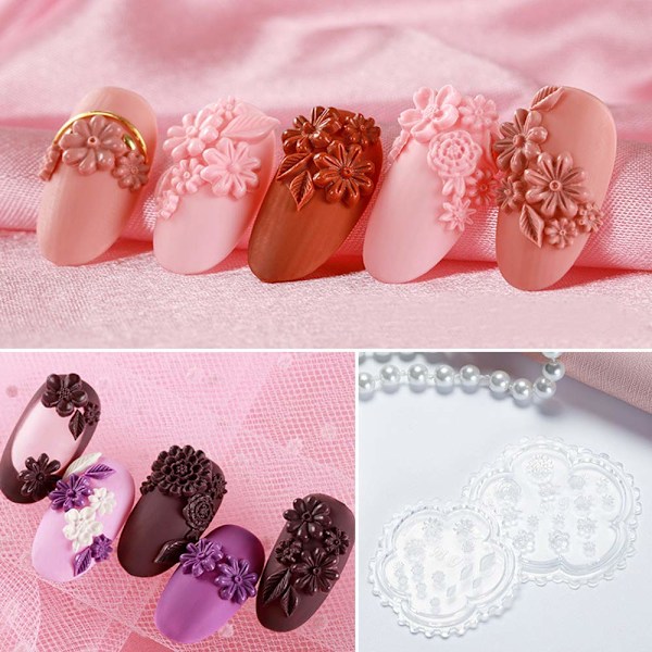 5 st Blommor 3D Silikonform Nagelkonst Skulpteringsform för DIY Nagelkonst Dekorationer Tillbehör Nagelkonst Mallar Huvudvårdsverktyg_xx