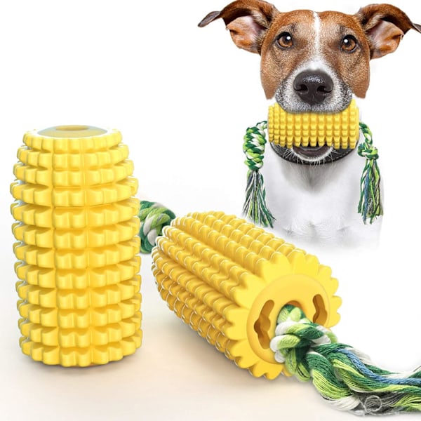 Hunde tyggelegetøj til aggressive tyggere, uforgængeligt, holdbart, knirkende interaktivt hundelegetøj, hvalpetænder tygge majsstok legetøj til små mellemstore 4.4" corn stick size