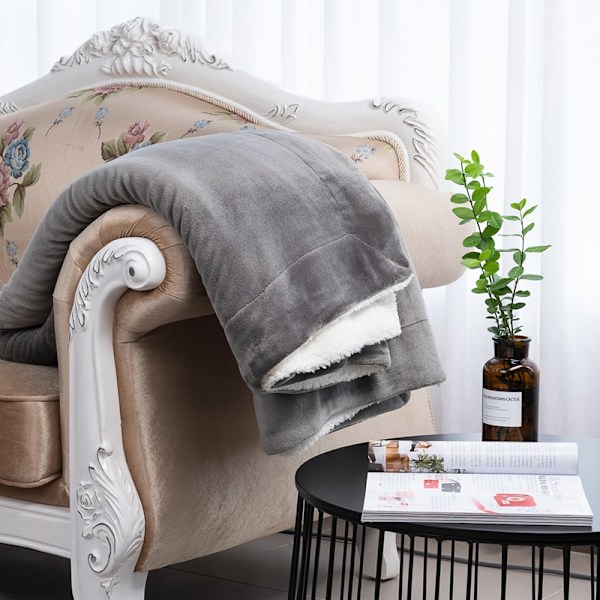 Sherpa Fleece Pläd för Soffa - Marinblå Tjock Luddig Varm Mjuk Filt och Plädar, 160*130cm Mörkblå