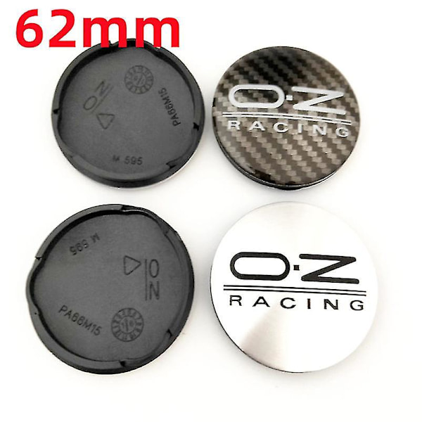 4 stk. 62 mm Bil Hjul Center Nav Kapsler Til Oz Racing M595 Oz Alloy Auto Hjul Fælg Center Nav Kapsel 62 58.4x62 Sølv Sort