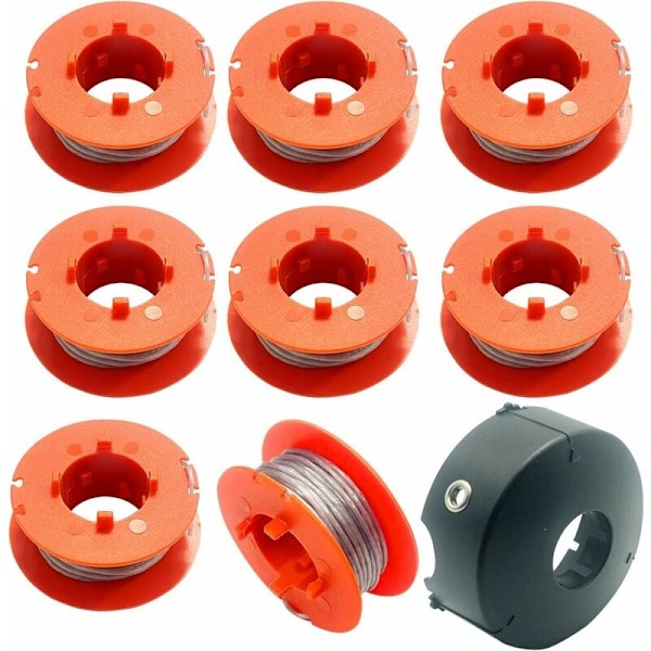 Reservedeler til Bosch ART 23, 26, 30 Combitrim, Easytrim gresstrimmer, selges med beskyttelsesdeksel, modell F016L71088 (8 spoler + 1 deksel).