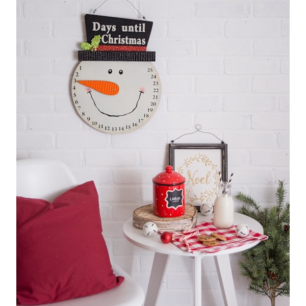 Julkalender i Trä, Dekorativ & Återanvändbar, 16.5x12.75, Snögubbe Nedräkning