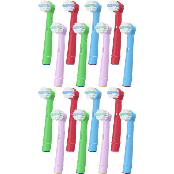 16 stk tannbørstehoder for barn som er kompatible for Oral B, elektriske tannbørstehoder for barn som er kompatible med erstatningshoder fra Braun