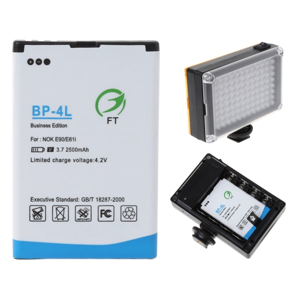 Universal BP-4L Li-ion-batteri til 96/112 LED-kamera Videoljusbytestillbehør 2500mah