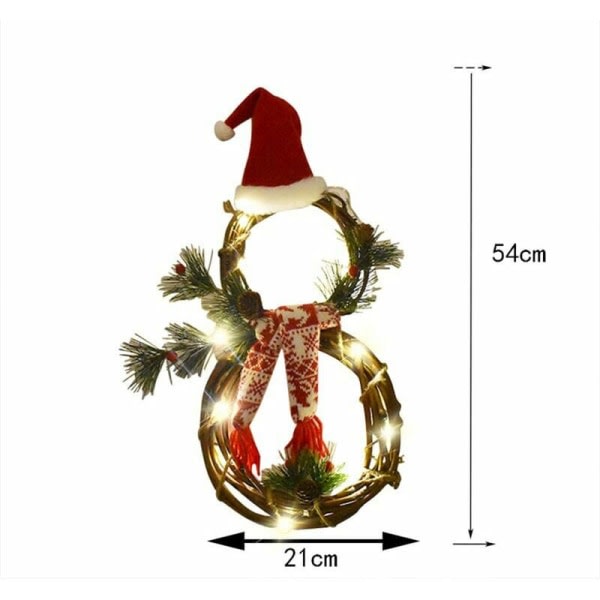 Valaistu joulukoriste kattokruunu, jossa hattu ja lumiukko kotipuutarhan seinäkoristeeseen Punainen