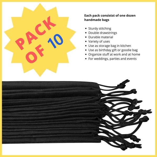 Trekksekker, 10 stk. Lekeoppbevaring Voksen Foldbar Cinch og Ditty Stuff Pouch Lekeposer Multi Bruk