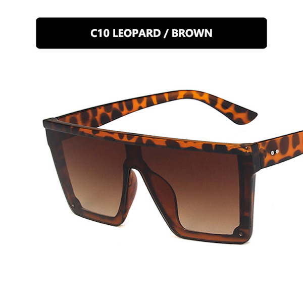 Uusi trendi iso yhden kappaleen kehys Uv400 aurinkolasit Street Shot ajolasit Leopardi-Tee Leopard brown