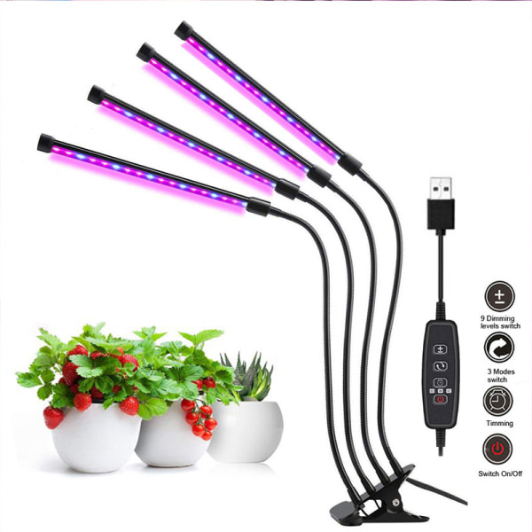 Grow Light, Grow Light with Stand, 4 Head Gardening Grow Light, F