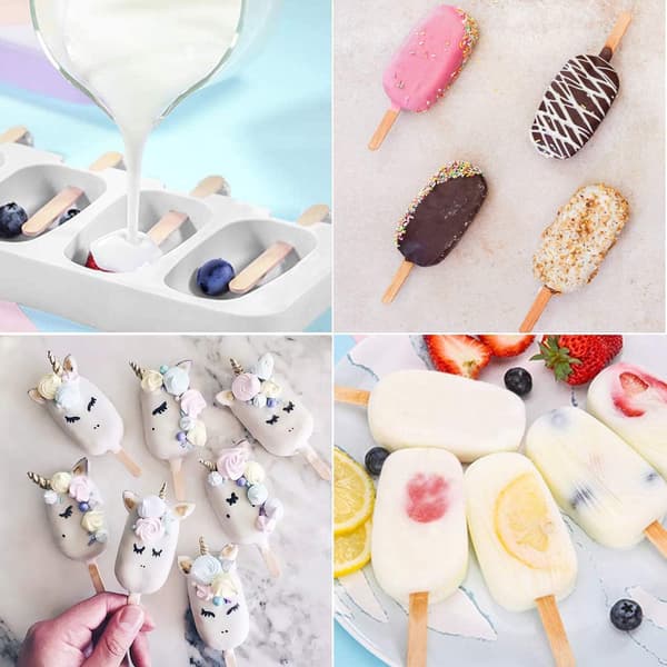 2-Pack Reusable Popsicle Molds for Kids and Adults (Includes 100 Sticks) - Compatible with Glass Molds