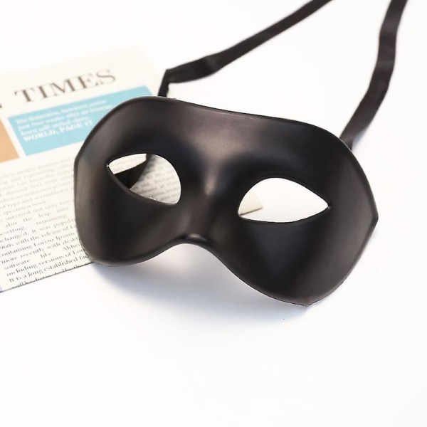 Herremaske Svart matt Venetiansk maske i klassisk stil, maskerade, burlesk ballfest (svart One Size)