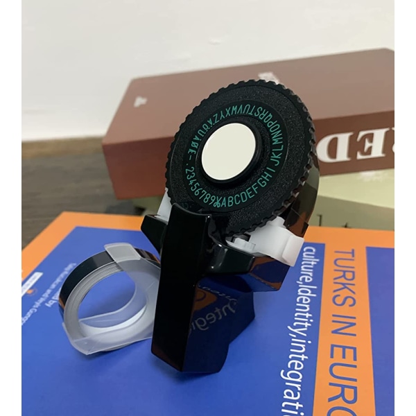 3D-etikettskriver Klikk Small Model Etikettmaskin Manuell DIY-bokstavmaskin Pregemaskin med for DYMO-skriver skjæretape svart tape