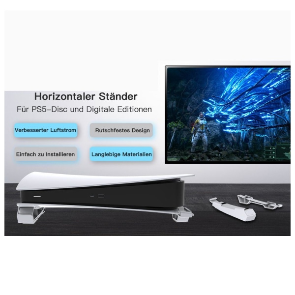 PS5 horisontellt stativ, basställ, kompatibelt med digitala utgåvor