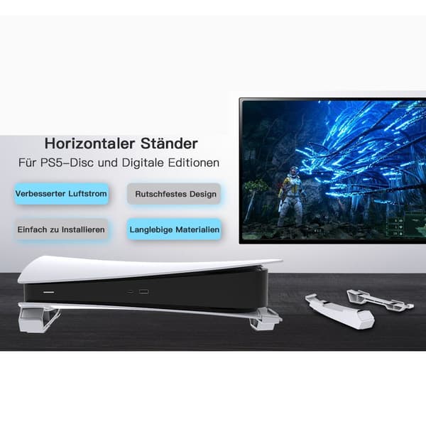 PS5 vandret stativ, basestativ, kompatibel med digitale udgaver