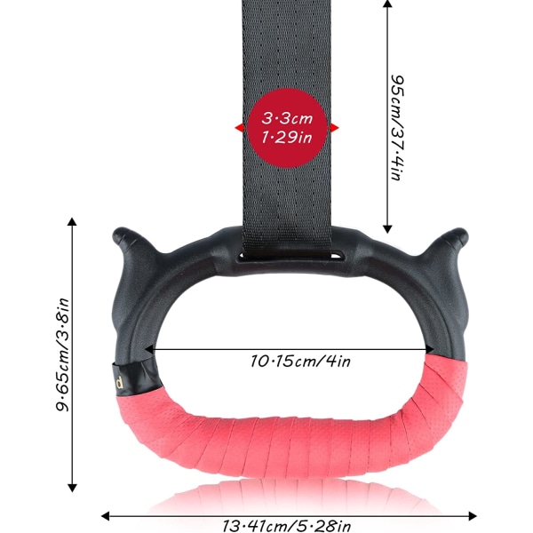 Gymnastikkringer for barn og voksne - Kroppsbyggingsringer med 95 cm justerbare stropper og sklisikre svettebånd for gymnastikk- og kroppsbyggingsøvelser
