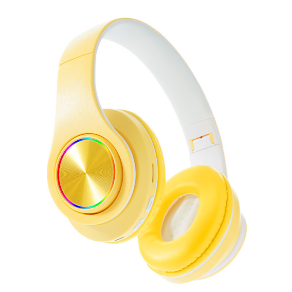 Bluetooth-hodetelefoner Trådløst hodesett 5.0 for barn gul yellow B39 Macaroons