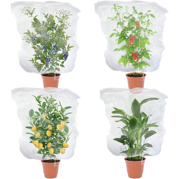 4-pak Haveplante Dyrebeskyttelsesnet med Snøre, 1 m x 1,5 m Tomat Blåbærbuske Net Haveplante Net Barriereposer_xx 100×150cm