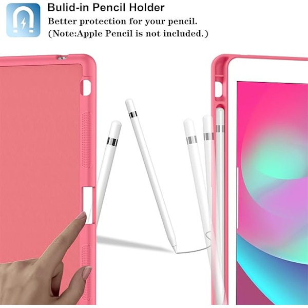 Supveco Skal för iPad 9:e/8:e/7:e generationen 10,2 tum (2021/2020/2019 Modell) med Pennhållare, Skydd för iPad 10,2 Tum - Vattenmelon