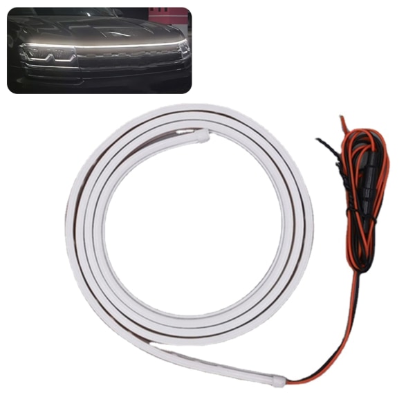 Billampestriper for bil, dynamiske LED-billys, utvendige fleksible lysstriper for dagslys dekorative LED-striper isblå lys Ice blue light 1m