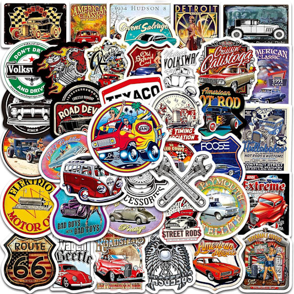 Vintage Stickers til Vintage Biler 100 stk Æstetisk Dekoration Vinyl Stickers Retro classic car