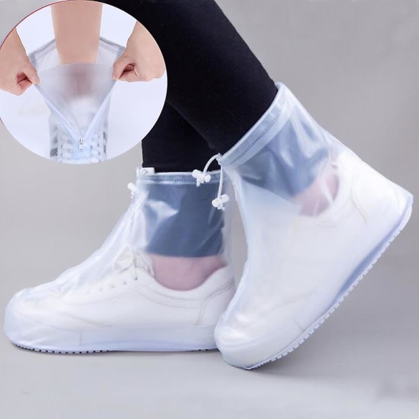 Vinterkampanj Vattentäta skoöverdrag Återanvändbara halkfria silikonskoöverdrag Transparent(xxl)43-44 -Vit