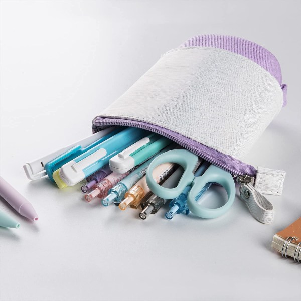 Penal for jenter Teleskopisk pennholder for skrivebord Stående skrivesaker Organizer Kosmetisk veske Makeup Bag for kvinner Lilla