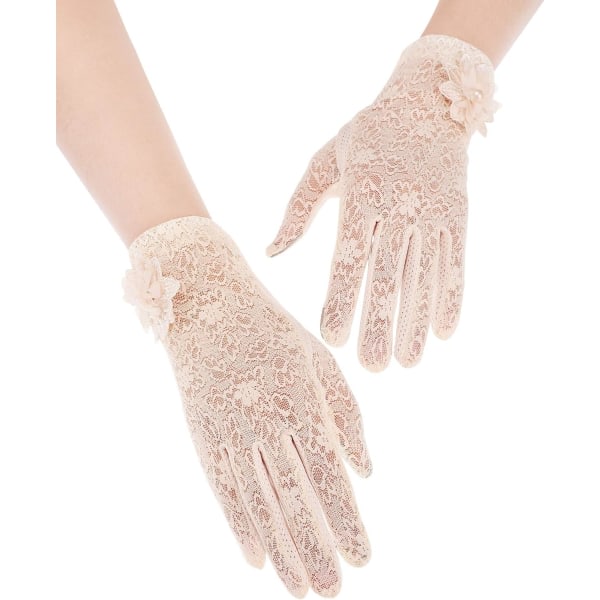 Lady Lace Floral Gloves Tyylikkäät lyhyet pitsikäsineet Kesähanskat