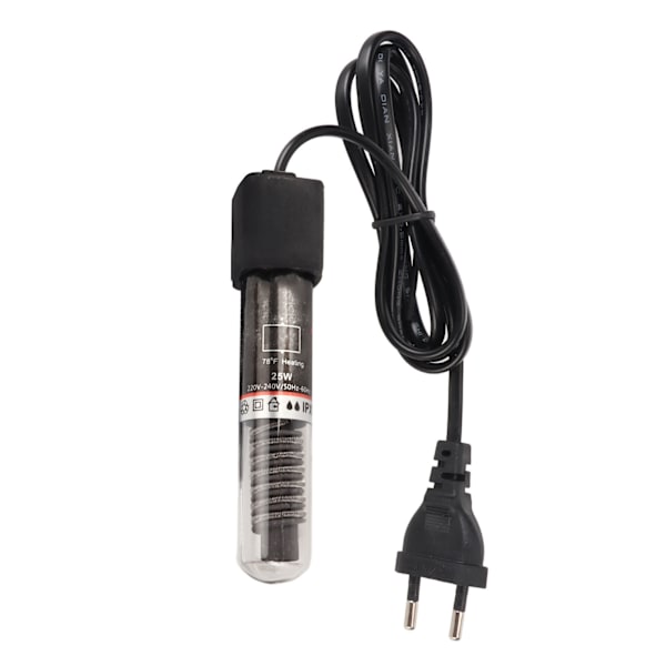 Akvarievarmer 26℃ Automatisk Konstant Temperatur Kvartsglass Liten Neddykkbar Akvarievarmer Med Sugkopp 25W EU-Plugg 220V 0.2