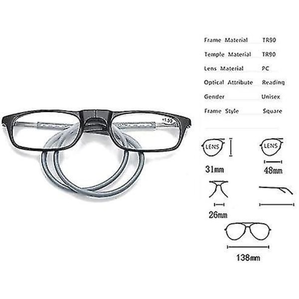 Magnetiska hängande solglasögon Bärbara hopfällbara Tr90 läsglasögon för män kvinnor